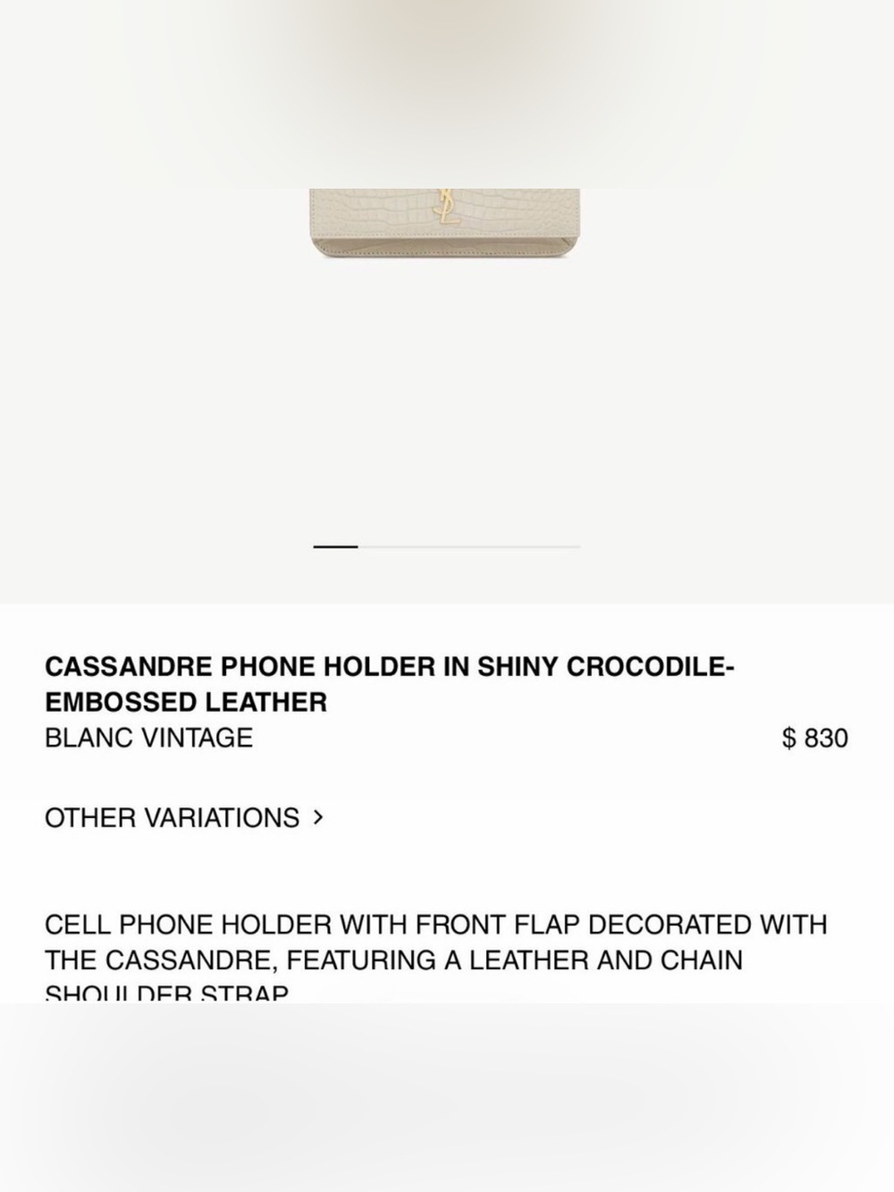 YSL Cassandre phone holder in crocodile embossed leather - Picture 6 of 7